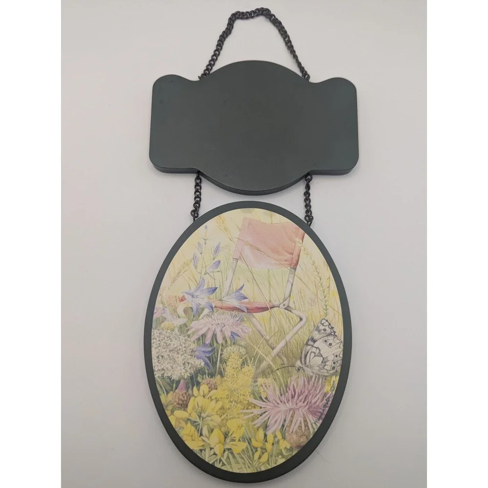 Marjolein Bastin Vintage Welcome Friends Hanging‎ Wall Sign Floral Garden 1999